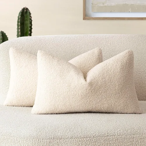 Vista 29 de Foindtower Paquete de 2 fundas de cojín decorativas de pelo sintético rizado, suave y mullida, con cremallera, acogedora funda de almohada