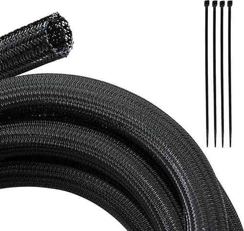 Vista 11 de RED WOLF Funda de Cable de Alambre Trenzado Dividida Manga de Cableado de 10 Pies - 1/2" Flexible Autoenvolvente para Gestión de Cables