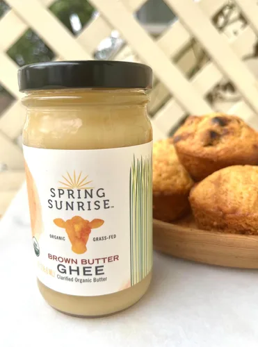 Vista 4 de Spring Sunrise Ghee marrón orgánico alimentado con pasto de 8 onzas Keto