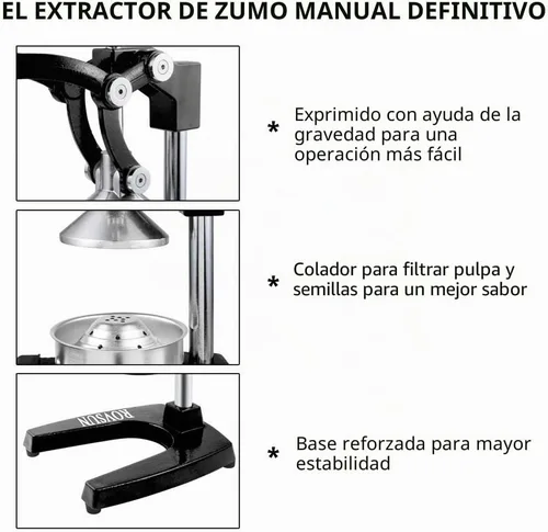 Vista 5 de Rovsun - Exprimidor de cítricos manual para uso comercial, para exprimir jugo de frutas, cítricos, naranja, limón y granada, Negro