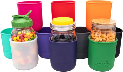 Vista 2 de Mason Jar Lifestyle - Fundas de silicona de 32 onzas para proteger bolas, Kerr, tarros de conservas (4, multicolor americana)