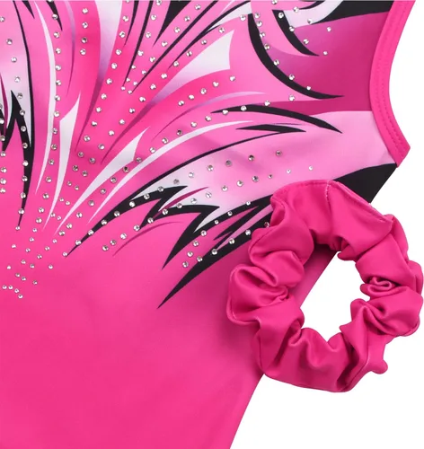 Vista 13 de MODAFANS Leotardos de gimnasia para niñas brillantes para bailar ballet, pantalones cortos con espalda cruzada