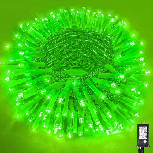 Vista 44 de Guirnalda de luces navideñas con 100 LEDs, tira de 33 pies, 8 modos, conectable, impermeable, parpadeante, con temporizador y memoria, para Azul