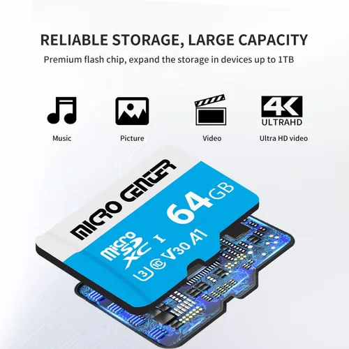 Vista 5 de Micro Center Premium - Tarjeta microSDXC de 64 GB, compatible con Nintendo-Switch, tarjeta de memoria UHS-I C10 U3 V30 4K UHD Video A1 Tarjeta Micro