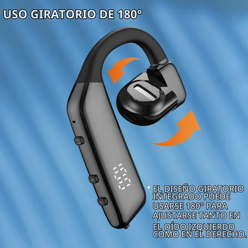 Vista 4 de Auricular Bluetooth V5.3 Auricular Bluetooth de un solo oído, con cancelación de ruido y compatible con micrófono, tiempo de conversación de 30