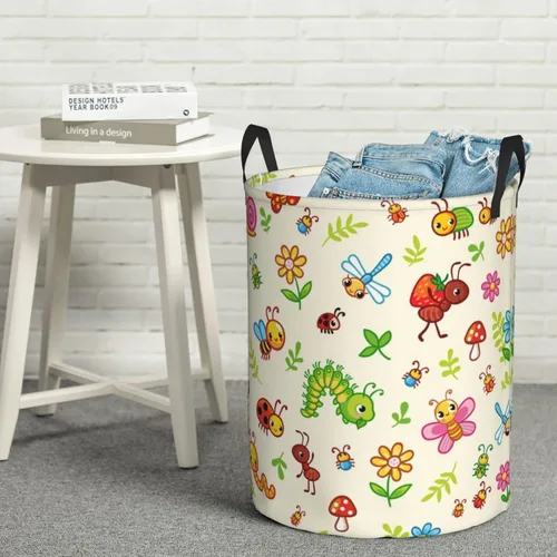 Vista 8 de Cesta de lavandería para insectos, lindas cestas de lavandería grandes para niños y niñas, cestas organizadoras de animales, cesta sucia