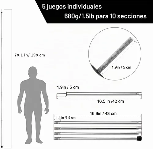 Vista 3 de KOMCLUB Lona telescópica ajustable negra para acampar de acero inoxidable Plateado