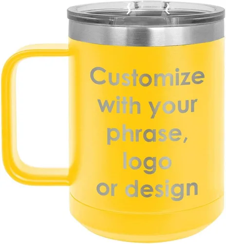 Vista 13 de Personalizado Negro 15 oz taza de café w/tapa deslizante superior Añadir su texto personalizado con nombres, frase, diseño o logotipo