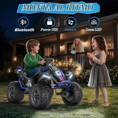 Vista 7 de AceCruisers Juguetes de paseo de 24 V para niños de 3 a 8 años con marco de Azul