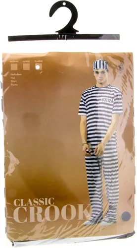Vista 5 de Conniving Convict Mens Halloween Costume - Orange Prisoner Jumpsuit