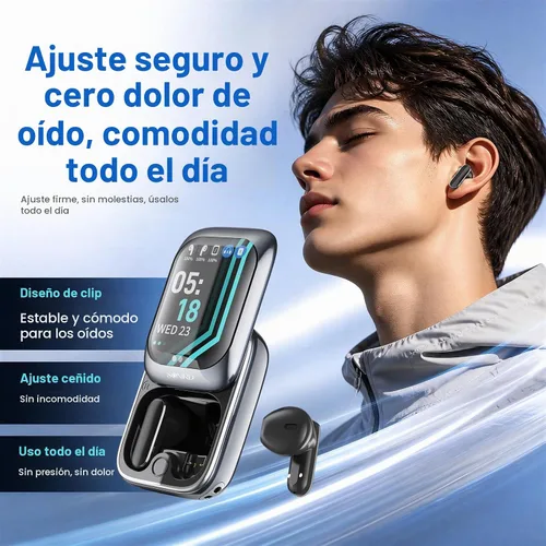 Vista 3 de Auriculares Bluetooth,Auriculares inalámbricos con pantalla táctil Blanco