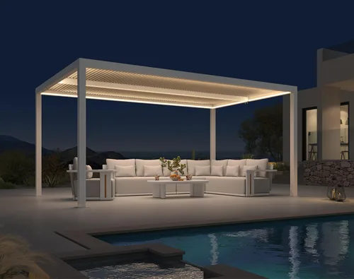 Vista 27 de PURPLE LEAF - Pérgola al aire libre con listones 10 x 12 pies de aluminio blanco con toldo rígido moderno y ajustable para patio, jardín