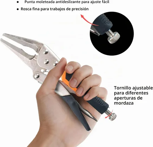 Vista 6 de Juego de 5 alicates de bloqueo, 5, 7 y 10 pulgadas, alicates de agarre de tornillo de banco ajustable y abrazaderas de soldadura de punta larga de 7