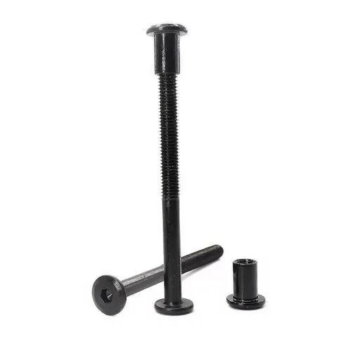 Vista 3 de Juego de 10 tornillos de cabeza avellanada M8 de 100 mm negros para muebles, pernos de conexión con tapa de rivet, kit de surtido de tuercas