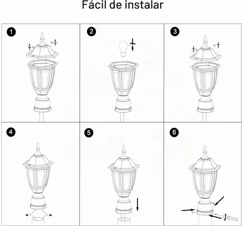 Vista 8 de FUDESY Luces de poste para exteriores, lámpara exterior eléctrica con base de montaje en muelle, bombilla LED incluida, materiales plásticos Bronce