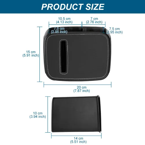 Vista 3 de JSCARLIFE Organizador de asiento delantero para automóvil con basura, cubo de basura desmontable para automóvil con caja de pañuelos y caja