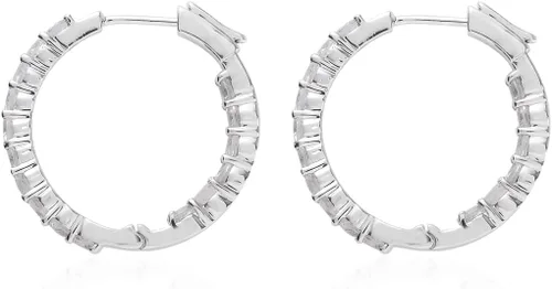 Vista 3 de Femme Luxe Pendientes de aro con piedras preciosas Inside-Out en plata, meses de piedra natal