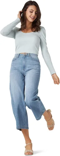 Vista 2 de Lee Jeans cortos de tiro alto y pierna ancha para mujer