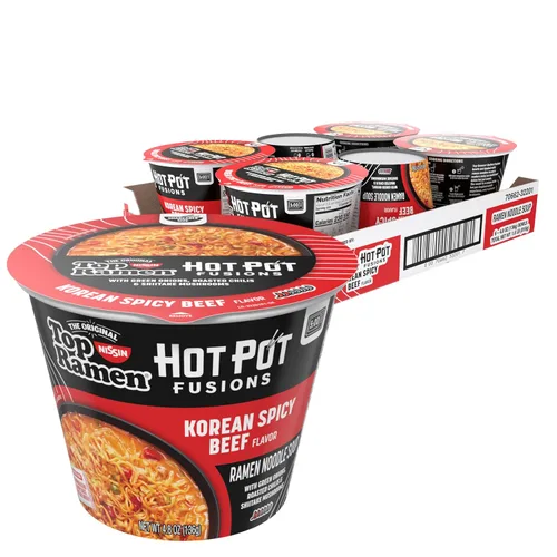 Vista 9 de Nissin Taza de fideos ramen con proteína, sabor a pollo picante con caldo de huesos, 16g de proteína, taza de 2.54 onzas (paquete de 6)