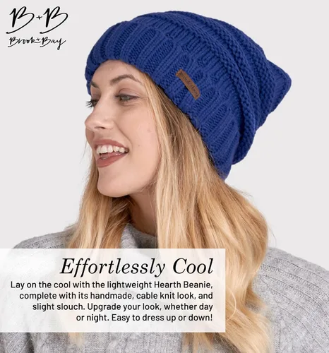Vista 2 de Brook + Bay Gorro holgado de invierno para mujer, gorro de punto de gran tamaño para mujer, gorro holgado para clima frío