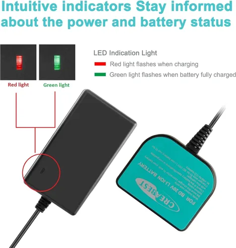 Vista 4 de Creabest Cargador de iones de litio de 20 V compatible con cable Porter PCC680L PCC681L