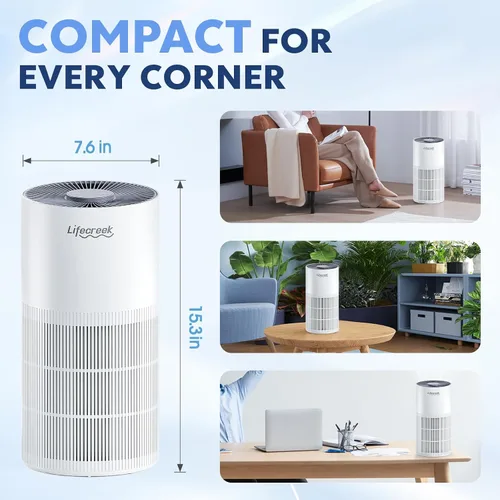 Vista 6 de Purificadores de Aire Lifecreek para el Hogar hasta 1084 Pies Cuadrados, Purificadores de Aire para Habitaciones Grandes con Control WiFi