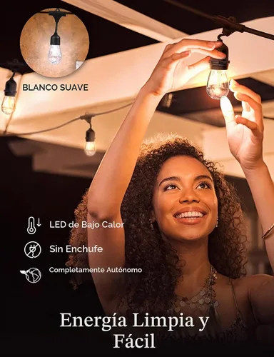 Vista 7 de Brightech Ambience Pro – Cadena de luces para exteriores con control remoto a energía solar con bombillas Edison – Luces de patio impermeables LED