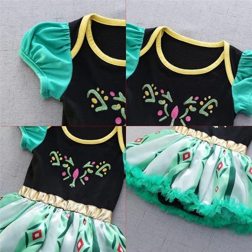 Vista 4 de Dressy Daisy Mameluco de princesa para bebé niña, disfraz para Halloween y cumpleaños con diadema