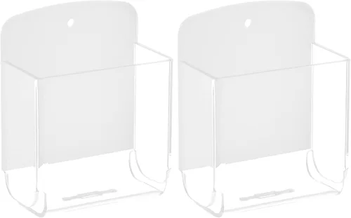 Vista 8 de Cosmos Paquete de 2 soportes acrílicos para control remoto, soporte adhesivo de pared, organizador de montaje en pared, caja de almacenamiento