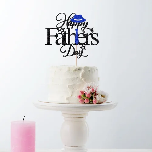 Vista 8 de Decoración para tartas con purpurina negra para el día del padre, feliz cumpleaños papá, te amamos papá, decoraciones de fiesta del día del padre