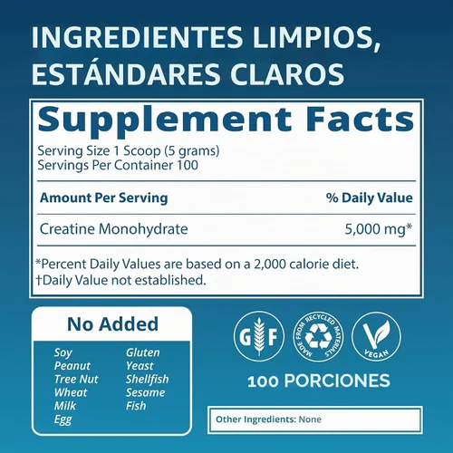 Vista 2 de MRM Nutrition Creatina monohidrato en polvo, sin sabor - 11.5 oz
