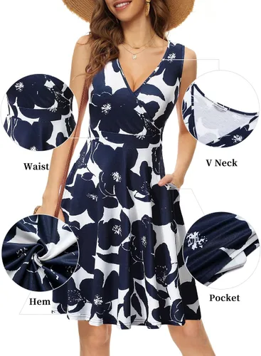 Vista 3 de GUBERRY Vestido de verano sin mangas con cuello en V para mujer con bolsillos