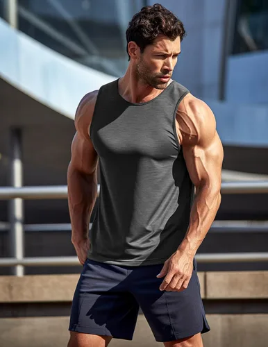 Vista 4 de COOFANDY Paquete de 3 camisetas sin mangas de entrenamiento para hombre, para gimnasio, culturismo, fitness, muscular, camisetas