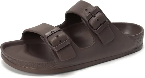 Vista 11 de FUNKYMONKEY - Sandalias bajas cómodas para mujer, hechas de etilvinilacetato, ajustables con hebilla doble