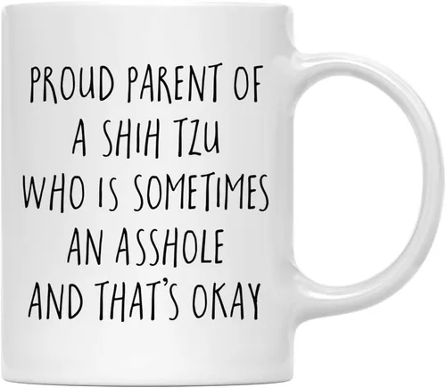 Vista 103 de Andaz Press Funny Dog - Taza de café de 11 onzas, regalo de broma, orgulloso padre de un afenpinscher que es a veces un gilipollas y eso está bien
