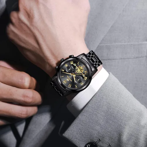 Vista 8 de Men's Watches, Stainless Steel Designer Diamonds Dress Men's Wrist Watch, Fashion Waterproof with Date and Day Analog Quartz Watches, Holiday