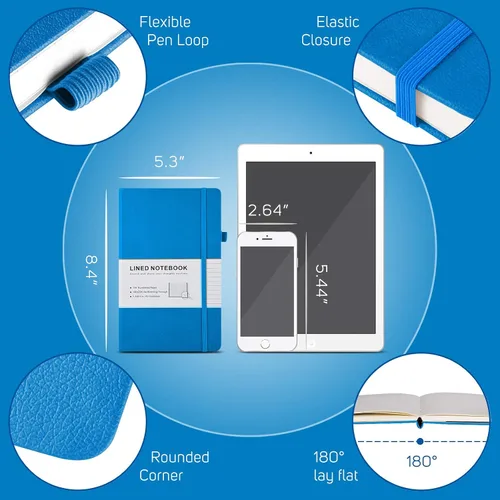 Vista 3 de Paquete de 7 cuadernos a rayas, de piel sintética de tapa dura para hombres y mujeres, páginas numeradas gruesas de 3.53 oz/m² con contenido
