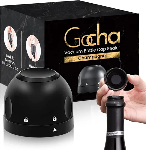 Vista 9 de GOCHA Tapón de vino al vacío, conservador de vino al vacío integrado, sellador universal de botellas de vino, parte superior giratoria de silicona