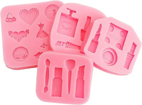 Vista 8 de Juego de moldes de silicona de caramelo de fondant de perfume de lápiz labial, 4 uds Molde para hacer chocolate DIY Lollipop Postres Ice Cube Gum