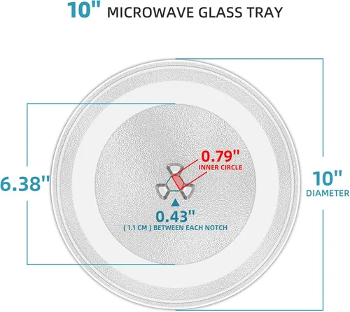 Vista 2 de Reemplazo de platos giratorios de microondas de 10 pulgadas, placa de vidrio para microondas compatible con Whirlpool, la pieza de repuesto exacta
