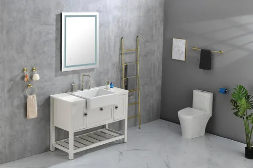 Vista 7 de Espejo LED para baño con luces, regulable, antivaho, espejo de baño iluminado con botón táctil inteligente, función de memoria (horizontal/vertical)