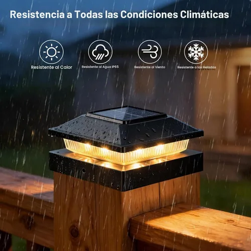 Vista 6 de Brightever Paquete de 6 luces solares para postes de 4 x 4, 3.5 x 3.5, luces solares para postes de valla, impermeables, para postes de vinilo