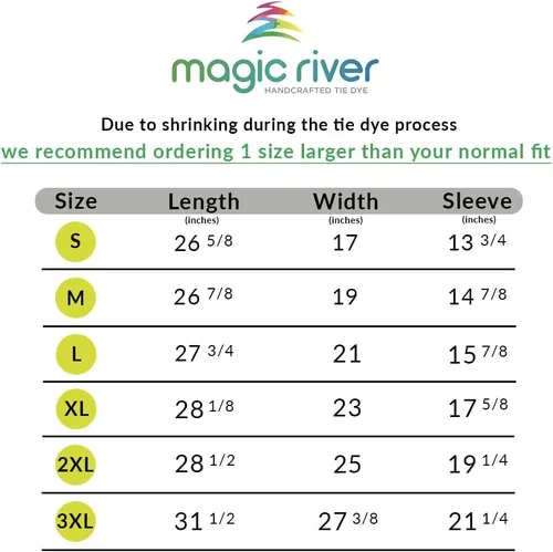 Vista 2 de Magic River Camisetas de teñido anudado hechas a mano, 6 tamaños para adultos, 20 patrones