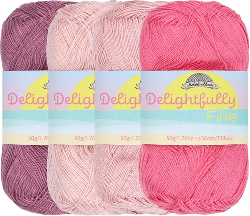 Vista 8 de JubileeYarn - Hilo deliciosamente fino, 1.76 oz/madeja de rayón de bambú y encaje, tonos de azul, 4 madejas