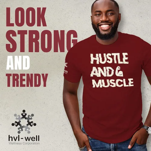 Vista 4 de HVL-Well Camisetas Hustle & Muscle para hombre (suavidad de la tela con material de poliéster)