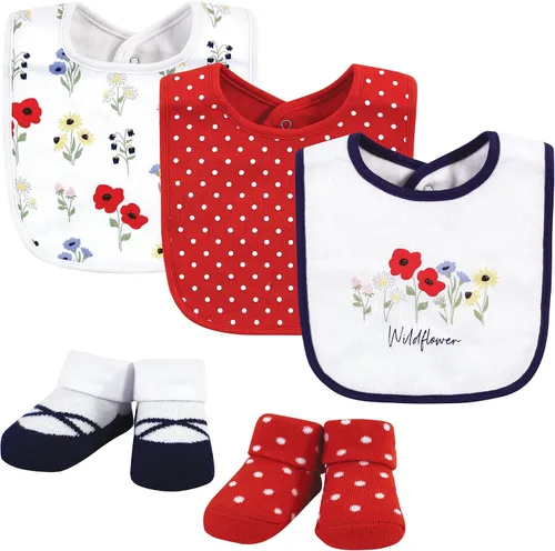 Vista 37 de Hudson Baby Conjunto de babero y calcetines unisex de algodón para bebé