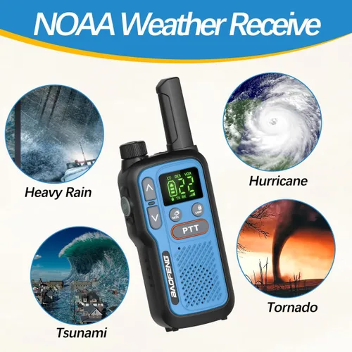 Vista 8 de Walkie Talkies de largo alcance para adultos, paquete de 6 Walkie Talkies FRS recargables, radio bidireccional de emergencia portátil manos libres