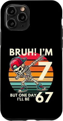 Vista 29 de Bruh I'm 7 But One-Day I'll Be 67 Retro 7th Birthday Kids Case for iPhone 17