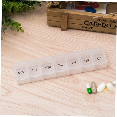 Vista 8 de Healifty Pastillero semanal para ancianos, paquete de 2 recipientes pequeños para pastillas portátiles, estuche diario para personas mayores