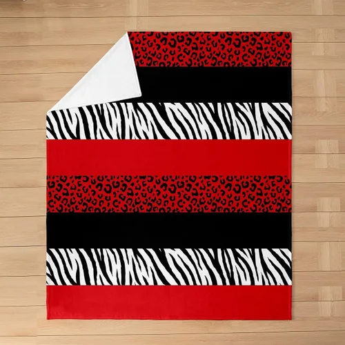 Vista 3 de Leopard Print Throw Blanket,40x50,African Wild Animal Skin Print Fleece Blanket for Teens Adults,Zebra Geometric Stripes Wildlife Tribal